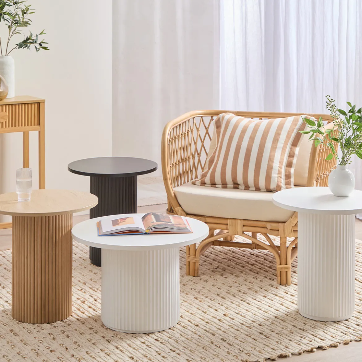 Tully Black Fluted Side Table