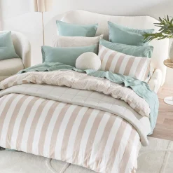 Washed Linen Cotton Stripe Quilt Cover Set