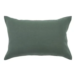 Washed Linen Dark Green Standard Pillowcase Pair