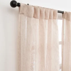 Washed Linen Natural Sheer Curtain Pair 140x250cm