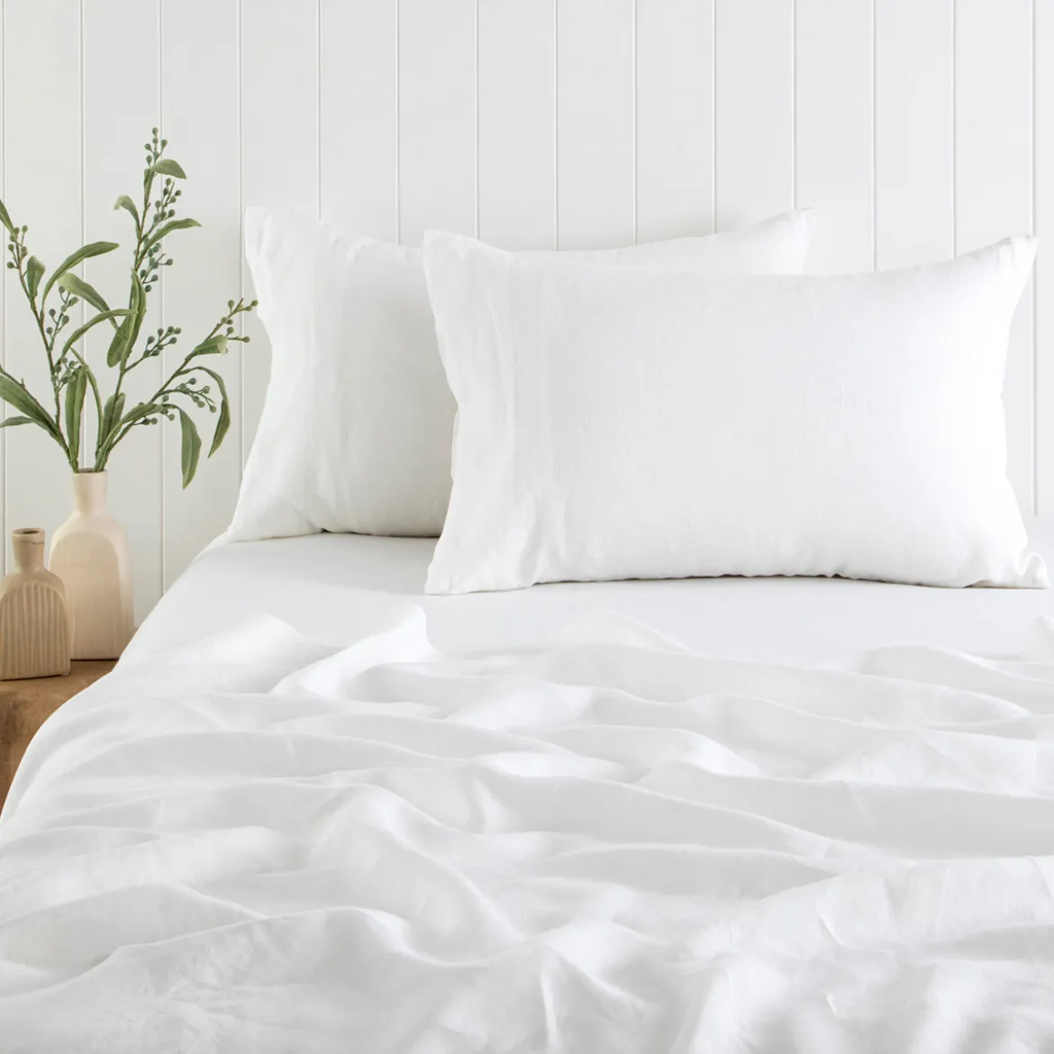 Washed Linen White Standard Pillowcase Pair